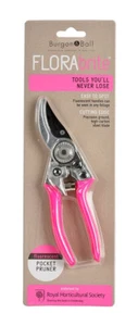 Garden Pocket Pruner Secateurs Pink Fluorescent Handle by Burgon and Ball - Picture 1 of 2