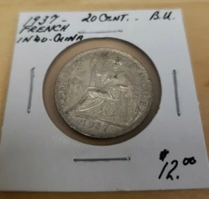 1937 French Indochina 20 Cents Silver (.680) Coin BU - Picture 1 of 4