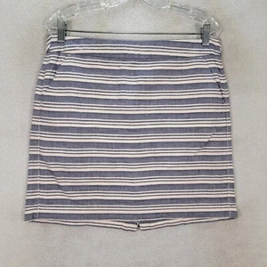 Tommy Hilfiger Womens Skirt Size 8 Blue Striped Linen Cotton Classic Preppy Mini - Picture 1 of 14