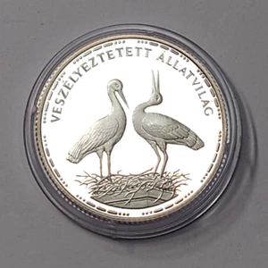 Ungarn 200 Forint 1992 PP Silber Ø30mm Storch Weißstörche - Bild 1 von 2