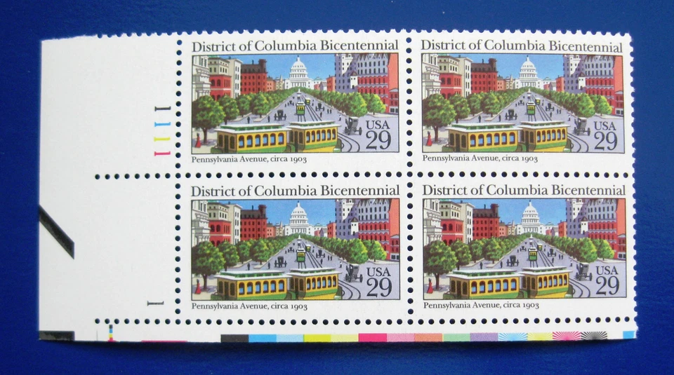 Sc # 2561 ~ Plate # Block ~ 29 cent District of Columbia Bicentennial Issue - Image 1 of 1