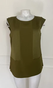 NWT Hobbs London Woman's Top Olive Green Short Sleeve Sz 6 UK 10 - Picture 1 of 9