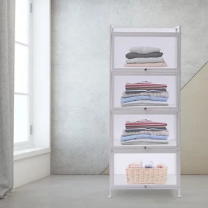 Storage Cabinet Kitchen Buffet Pantry White Cabinet W/ Breathable Mesh Cabinet - Picture 1 of 17