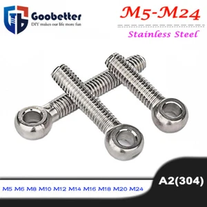 M5-M24 Eye Bolts Threaded Rings 304 Stainless Catenary Wire Hanging Eyelet Screw - Picture 1 of 148