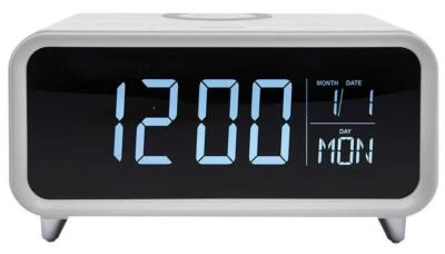 Athena Alarm Clock with Wireless Charger, White - GROOV-E - Image 1 of 4