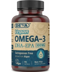 Deva Vegan Omega-3 DHA-EPA (300 mg), 90 Non-gelatin Softgels, Vegetarian - Picture 1 of 3