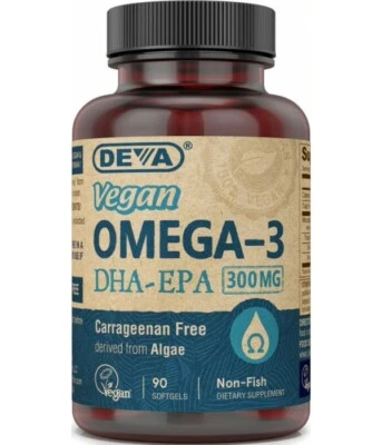 Deva Vegan Omega-3 DHA-EPA (300 mg), 90 Non-gelatin Softgels, Vegetarian - Image 1 of 3