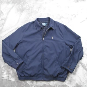 Polo Ralph Lauren Jacket Men's Extra Large Blue Full Zip Plaid Lined Bomber - Picture 1 of 18