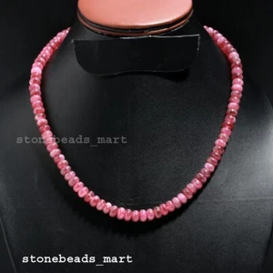 Collana in argento sterling 925, quarzo fragola 8 mm pietre preziose lisce gioielli 18" - Foto 1 di 10