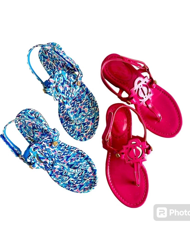 Sandalias Niña Pequeña Talla 12 Dos Pares Corona e Hiedra Rosa y Multi Primavera Verano Foto 1 de 4