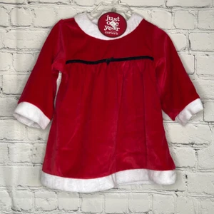 Carter's Red Velour White Faux Fur Trim Santa Christmas Dress size 6-9 Months - Picture 1 of 4