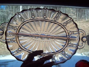 Anchor Hocking ROSA Glas mit Vertiefung - Auster & Perle - ovale geteilt Relish Schale - Bild 1 von 3