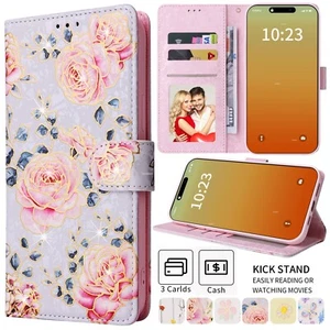 Para iPhone 15 14 Plus 13 12 Mini 11 Pro Max Patrón Estuche Billetera Tarjeta Soporte Cubierta - Imagen 1 de 65