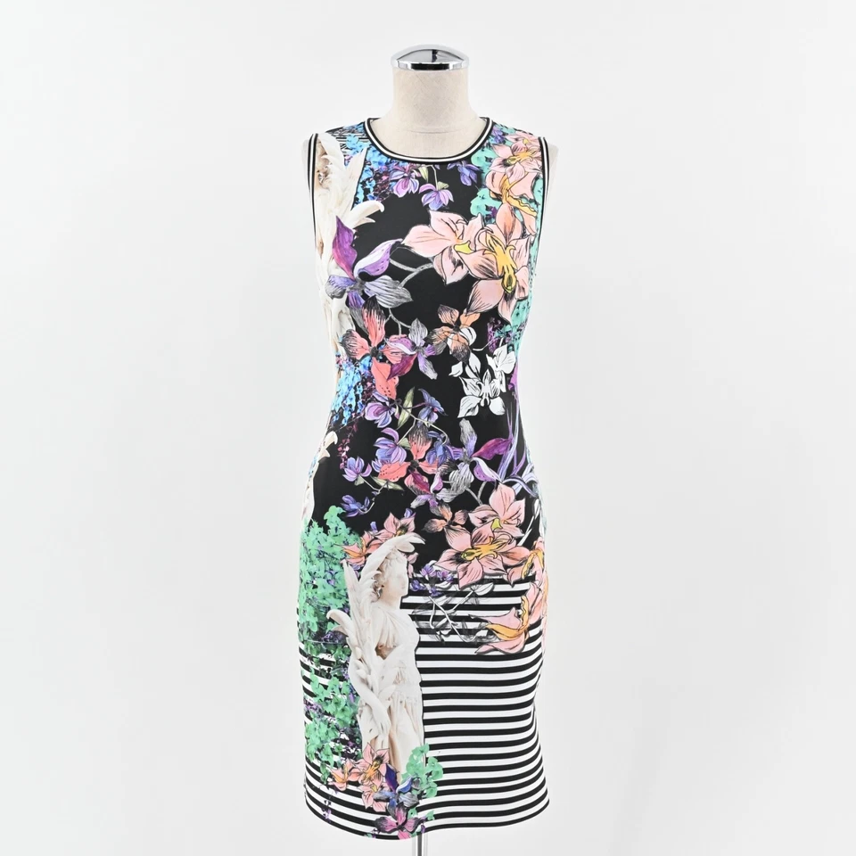 Vestido CLOVER CANYON Jardín Encantado Talla M Funda Negro Floral Rayas Sin Mangas Foto 1 de 4