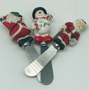 Babbo Natale pupazzo di neve set di 3 coltelli per burro spandiconcime in acciaio inox A1 - Foto 1 di 5