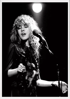 Stevie Nicks Vintage Concert Poster Rock Black and White Singer Photo Print - Image 1 of 4