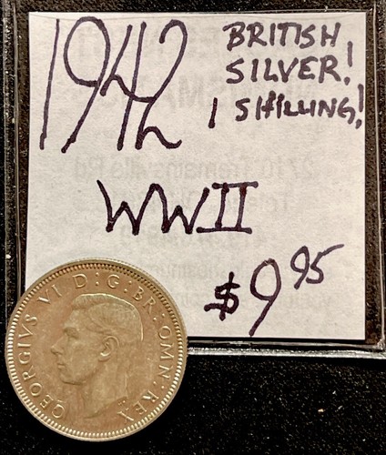 1942 British Silver Shilling World Coin. (Wwii Era). Enn Coins