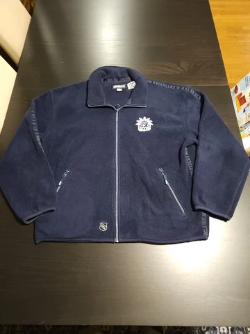 New York Rangers Mens Medium Blue Fleece Sweater NHL CCM Center Ice Full Zip Cover