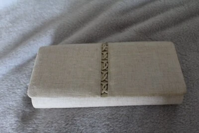 JACQUES VERT  CLUTCH BAG IN LIGHT HESSIAN TYPE COLOUR - Image 1 of 4