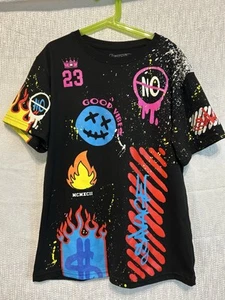 Fresh Laundry Youth L Black Graphic Print Graffiti T-Shirt - Picture 1 of 14