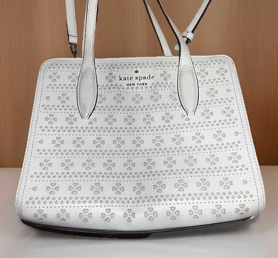Cartera bandolera/hombro recortada Kate Spade Perri Lane blanca marfil Foto 1 de 4