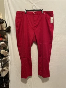 NEW Catherine's Sateen Stretch Comfort Waist Jeans Burgundy 32W $60 52X30.5" J13 - Picture 1 of 4