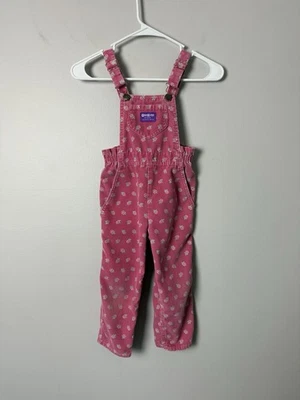Macacão Vintage Oshkosh B'gosh Estampa Floral Veludo Meninas Tamanho 5 EUA 80s 90s - Imagem 1 de 4