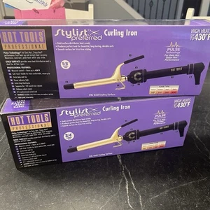 NEW Lot 2 Hot Tools Pro Artist 24K Gold Curling Irons 3/4” & 5/8” Long Last Curl - Picture 1 of 10