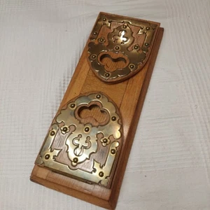 Antique English Victorian foldable/expandable book stand Solid Oak Wood / Brass - Picture 1 of 9