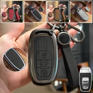 For Audi A3 A4 A5 A6 A7 A8 Q5 RS S4 TT Zinc Alloy Leather Car Key Fob Case Cover - Picture 1 of 20