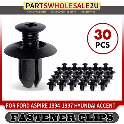 Clip retenedor de nailon 30x 8 mm tipo tornillo con extremo abierto para Ford Aspire 1994-1997 Foto 1 de 4