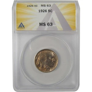 1926 Indian Head Buffalo Nickel MS 63 ANACS Uncirculated SKU:I20183 - Picture 1 of 4