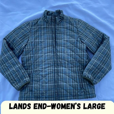 Land’s End Green Plaid Winter Women’s Jacket, Coat, Outerwear, Size Large,  - Image 1 of 4