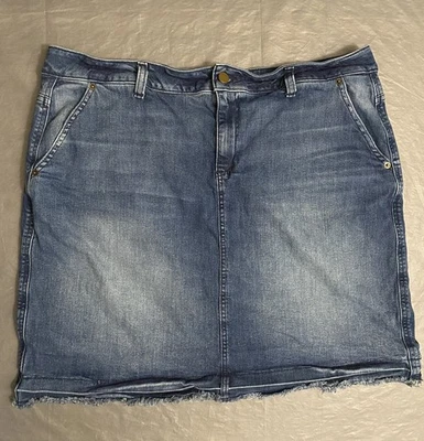 Michael Kors женщин джинсовой ткани Jean мини юбка синий размер 16 Вт средний стирка потертый кромки - Изображение 1 из 4