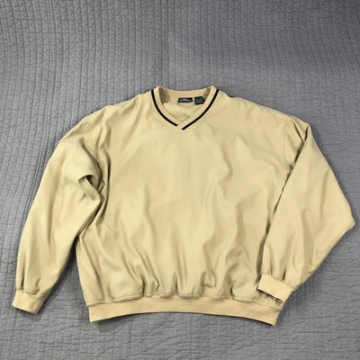 PGA Tour Pullover Mens XL Tan V Neck Windbreaker Golf Jacket Polyester Lined - Image 1 of 4