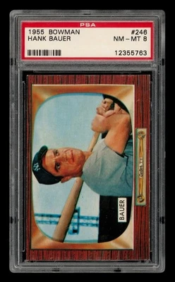 Bowman Set-Break #246 1955 Hank Bauer PSA 8 casi nuevo-como nuevo Foto 1 de 3