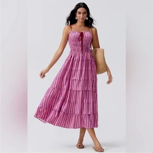 Free People Going Steady Midikleid S Baumwollmischung Damen A-Linie gestreift Sommer - Bild 1 von 16