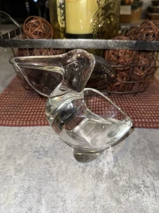 Vintage Sasaki Crystal Art Glass Pelican Open Nut Candy Dish Trinket Bowl 1970’s - Picture 1 of 3