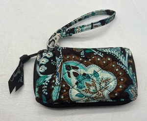 Vera Bradley Wristlet Wallet Brown/Blue Turquoise Floral - Picture 1 of 8