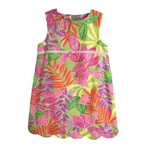 Lilly Pulitzer Dress Girls Size 4T Pink Summery Tropical Frog Print Back Zip - Picture 1 of 8