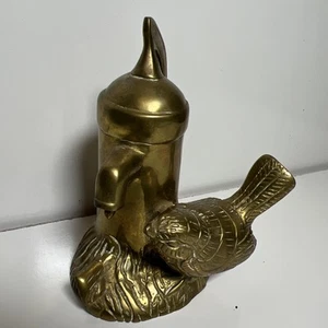 RARE Heavy Vintage Brass Bird Drinking/Bathing Approx 4.5” Tall - Picture 1 of 8