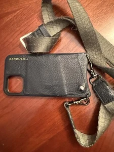 Bandolier Black Leather Case iPhone 11 Pro Woven Olive Green Strap - Photo 1 sur 4