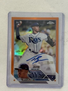 TAJ BRADLEY RC AUTO/25 REFRACTOR NARANJA VERDADERO 🍊 2023 Topps Cromo #RA-TB Rayos - Imagen 1 de 2
