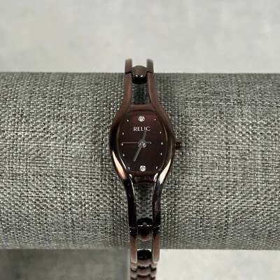 Reloj Reliquia Mujer 17mm Marrón Resistente al Agua Eslabón 7.25" Batería Nueva Foto 1 de 4