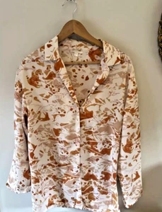 Camisa Cos Relaxed Camp Cuello Lagenlook Talla Grande 38 (Reino Unido 10-12) Naranja y Blanco En muy buena condición - Imagen 1 de 13