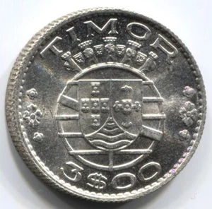 Timor - 1958 3 Escudos KM#14 One Year Type GEM BU - Picture 1 of 2