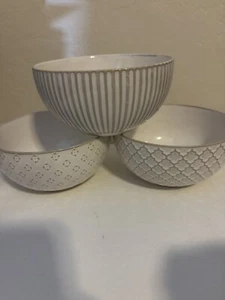 Ceramic Cereal Bowls 30 OZ, Soup Set of 3 for Kitchen, Stoneware White - Picture 1 of 7