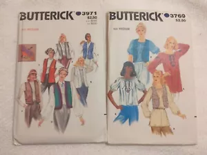 2 Vintage Butterick Sewing Patterns 3971 3769 Misses Vests Blouses Size Medium - Picture 1 of 8