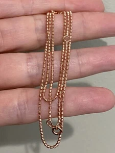 Ausgefallene doppelte runde Perlenkette - 1,4 mm 925 Silber 14 Karat Rose 16 + 2 Zoll - Bild 1 von 9