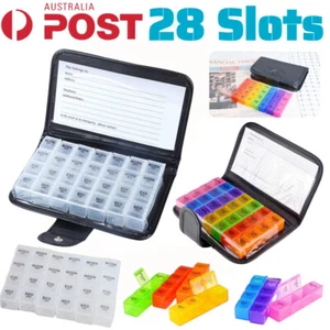 7 Days Pill Boxes Pill Dispenser Organizer 28 Slots Weekly Medicine Holder Case - Picture 1 of 14